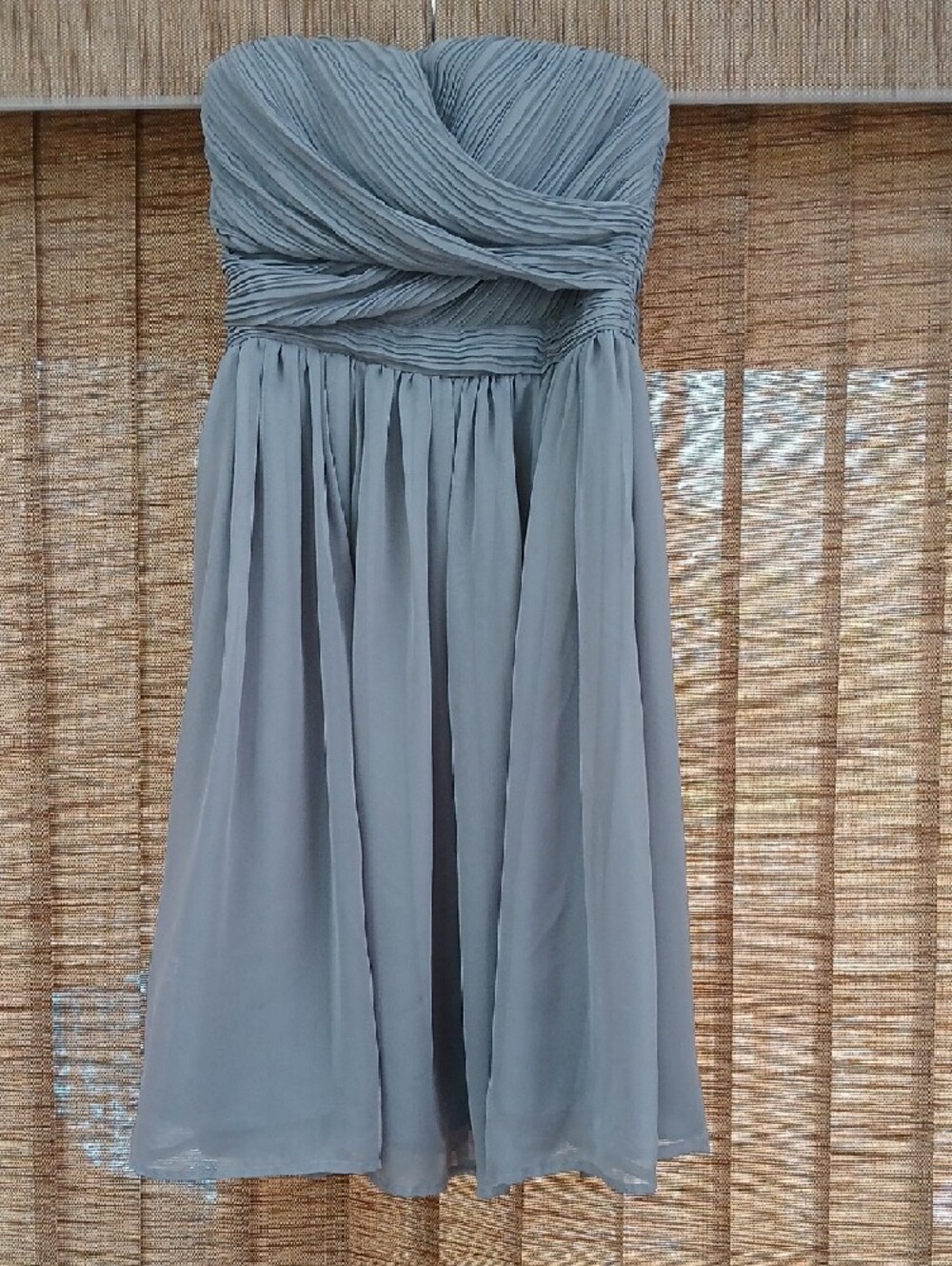 Tevolio Strapless Sweetheart Chiffon Dress in Light Blue-Gray